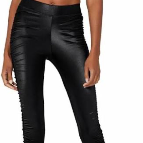 ALO Yoga Pants - ALO Ruched Cinched Shiny Black Leggings